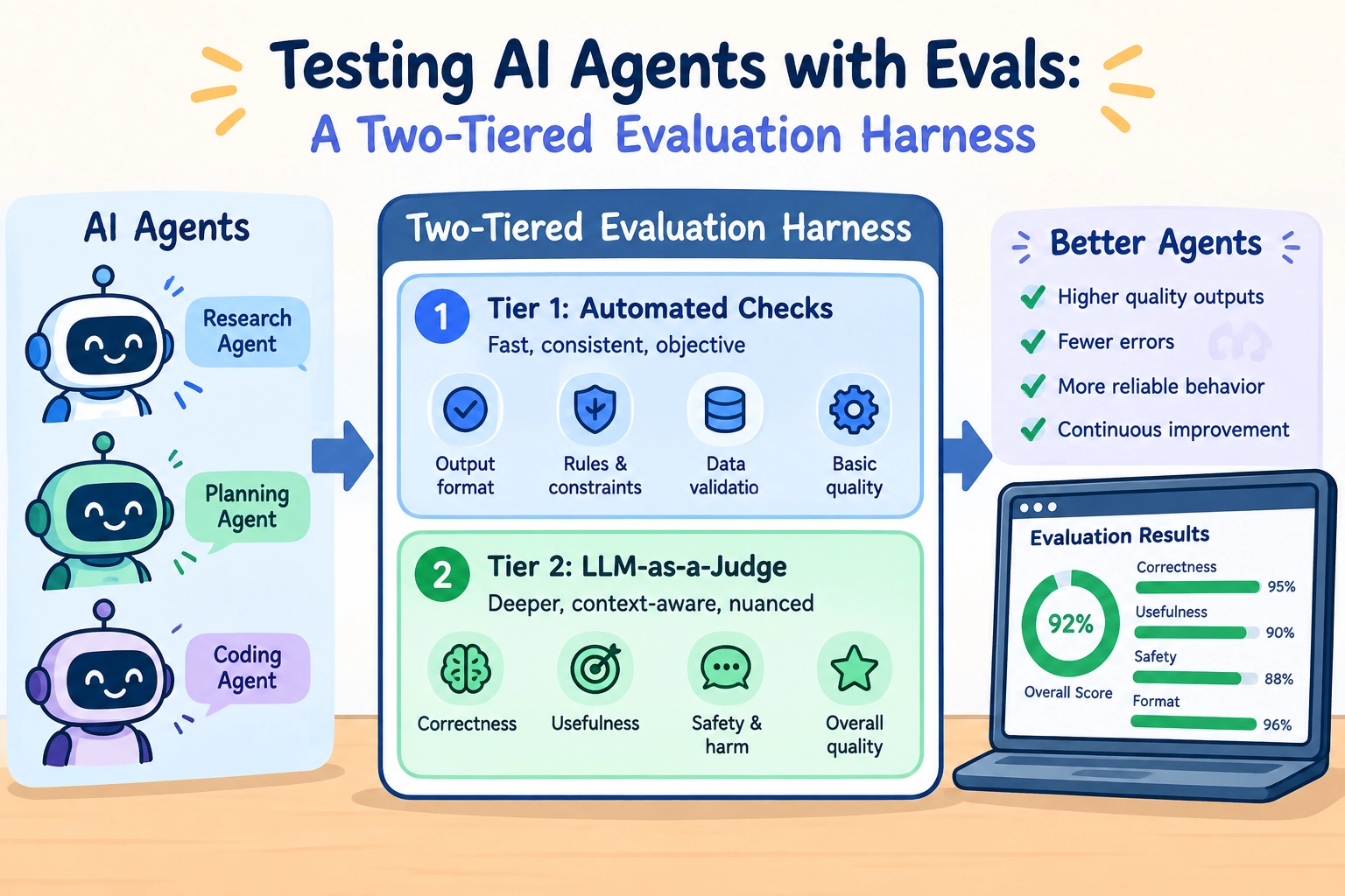 Two-Tiered Evaluation Harness Architecture for AI Agents