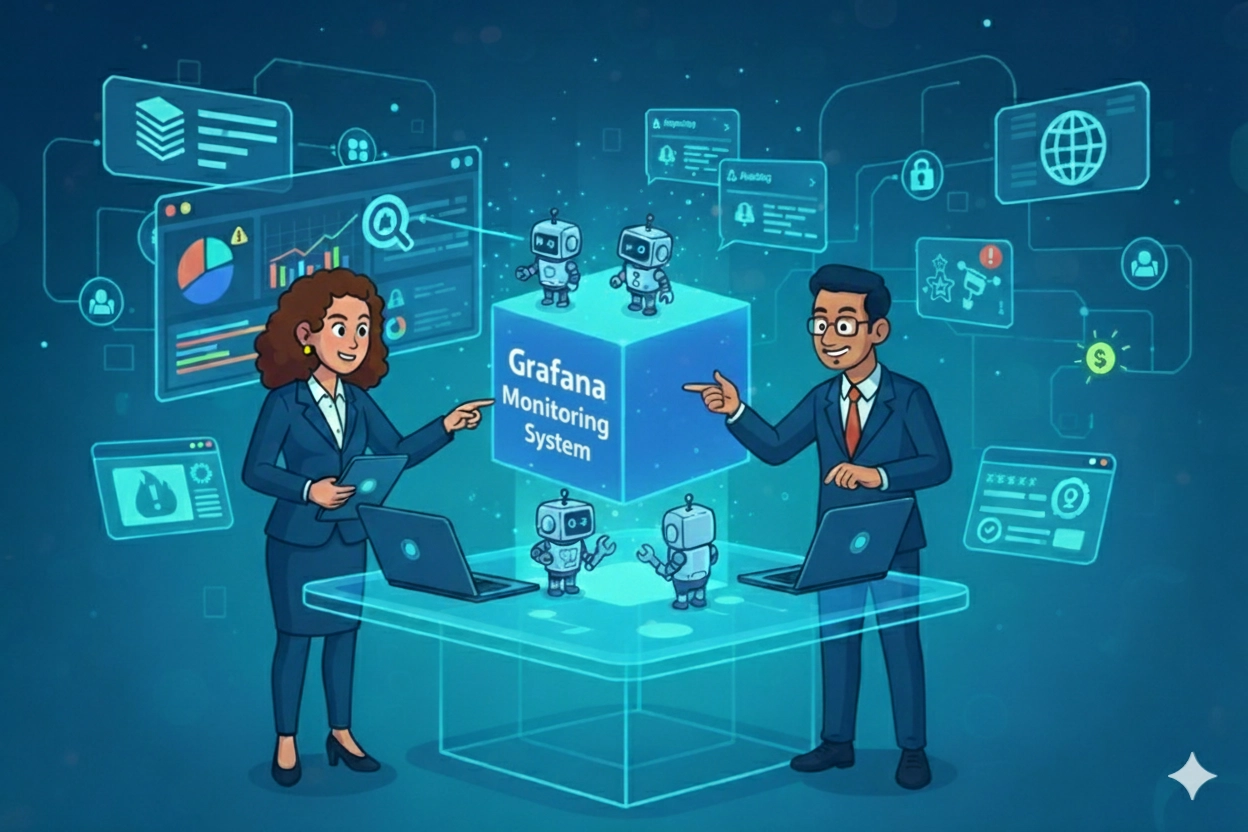 Image showing a cartoonish image about using a Prometheus + CrewAI