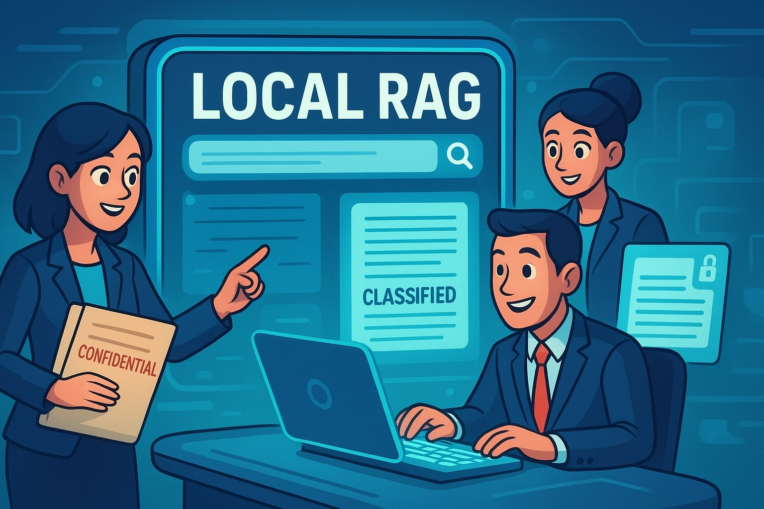 Image showing a cartoonish image about using a secure local RAG