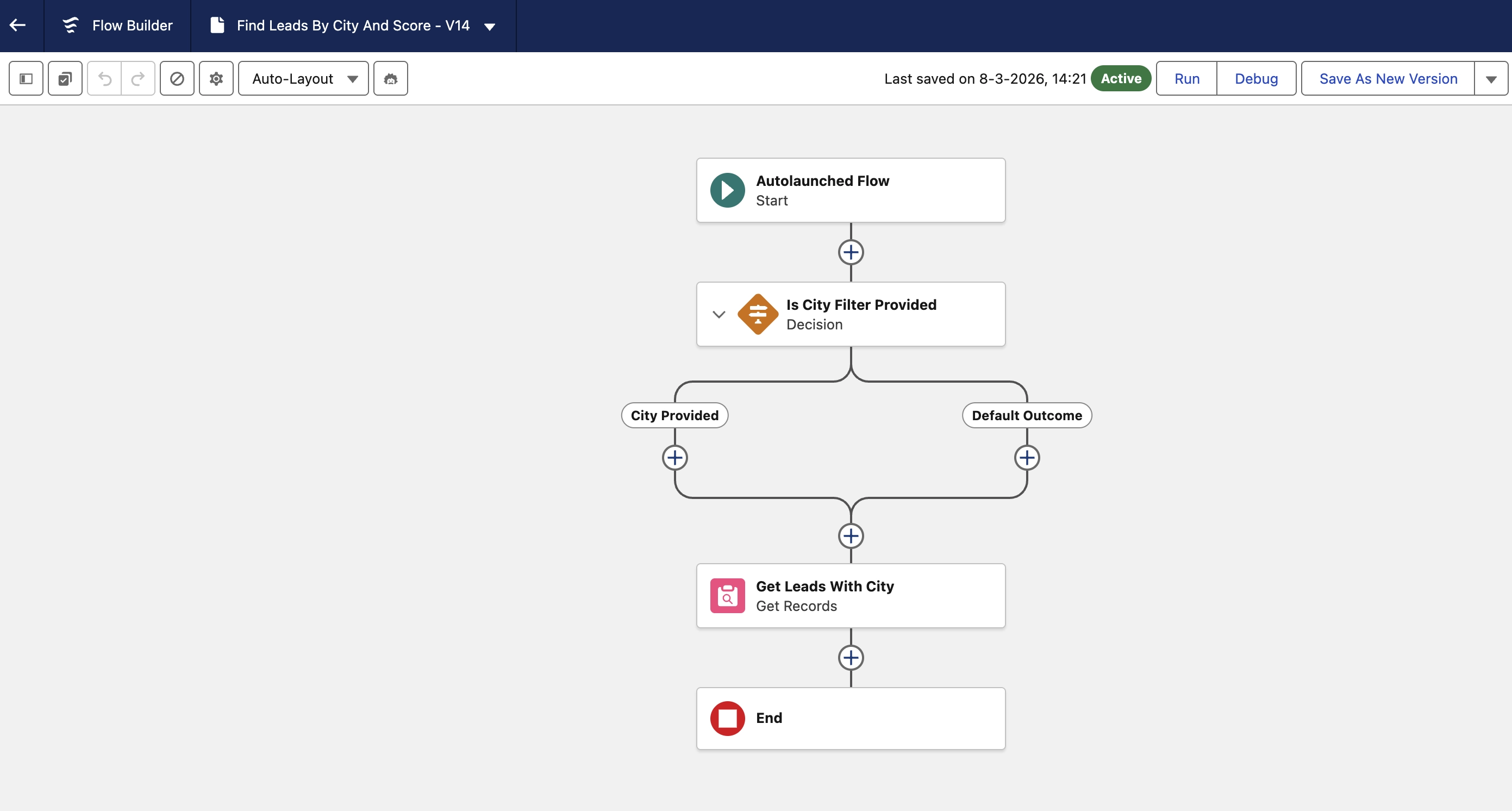 Flow that Searches Lead based on City